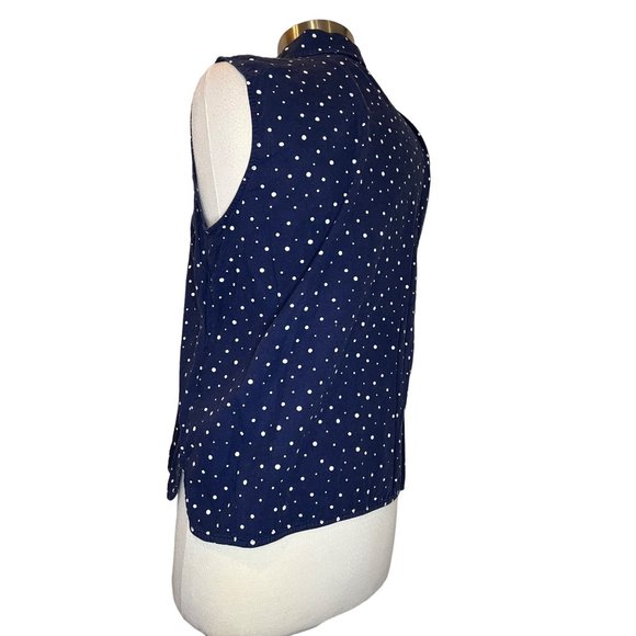 Gloria Vanderbilt Casuals Women's Sleeveless Blouse Size Large Blue with White C - Picture 4 of 14